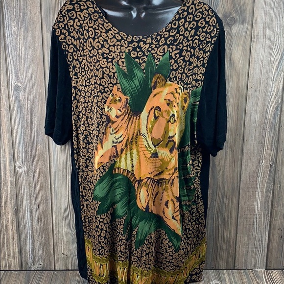 Vintage Teddi Brand Top Tiger Woven Design Sz. 1X - Picture 5 of 8